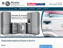 Tablet Screenshot of missionapplianceservice.com